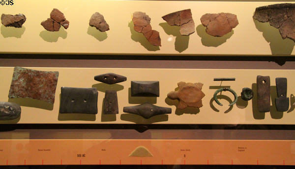 Timeline of Adena objects (1000 BCE-1000 CE) at Grave Creek Mound Museum. Moundsville, WV.