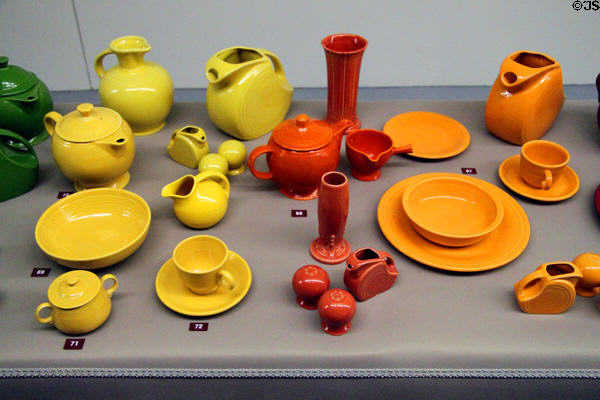 Fiesta ceramics (1936-2007) by Homer Laughlin at Grave Creek Mound Museum. Moundsville, WV.