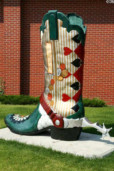 The Fifth Ace Gambler's cowboy art boot (2004) by Max Larkin. Cheyenne, WY.
