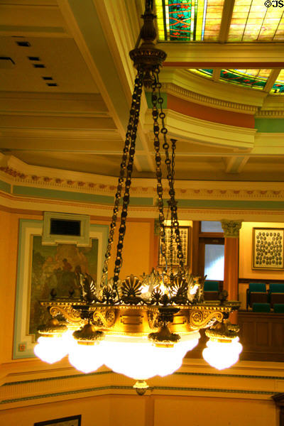 Lamp in House chamber of Wyoming State Capitol. Cheyenne, WY.