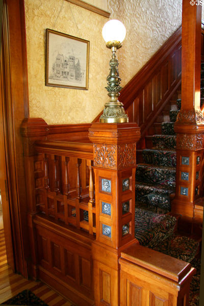 Stairway banister of Nagel Warren Mansion. Cheyenne, WY.