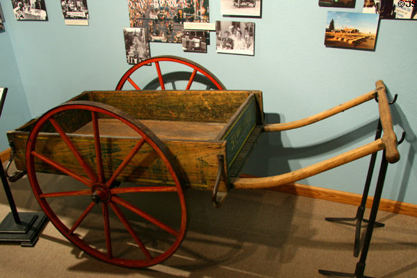 Hand cart (c1900) by Studebaker Bros., South Bend, IN, used by merchants at Cheyenne Frontier Days Old West Museum. Cheyenne, WY.