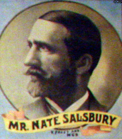 Detail of Nate Salisbury from Buffalo Bill's Wild West, Congress of Rough Riders Cowboy Fun poster (1898). Cody, WY.
