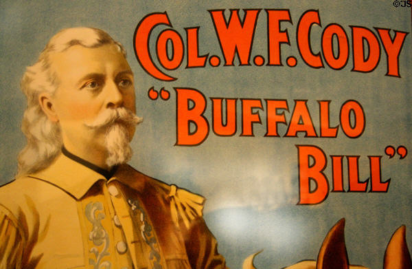 Poster detail of portrait of Col. W.F. Cody - Buffalo Bill (1908) (Strobridge Litho Co.) at Buffalo Bill Center of the West. Cody, WY.