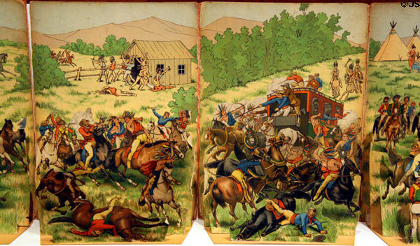 Toy book popup Western scene (early 1900s) at Buffalo Bill Center of the West. Cody, WY.