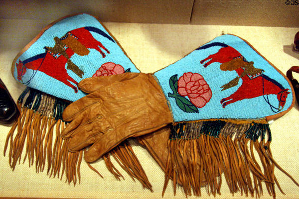 Beaded leather gauntlet with horses at Buffalo Bill Center of the West. Cody, WY.