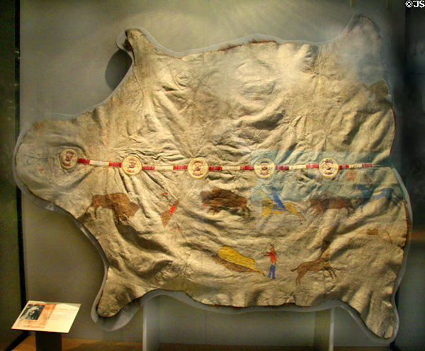 Northern Plains Indian painted buffalo robe (c1875) at Buffalo Bill Center of the West. Cody, WY.