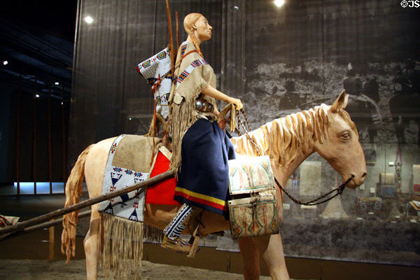 Horse travois with Cheyenne artifacts (c1880-90) at Buffalo Bill Center of the West. Cody, WY.