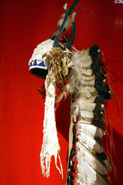 Lakota buffalo horn & eagle feather bonnet (c1860) at Buffalo Bill Center of the West. Cody, WY.