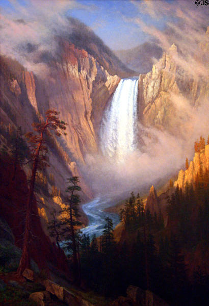 Yellowstone Falls painting (c1881) by Albert Bierstadt at Buffalo Bill Center of the West. Cody, WY.