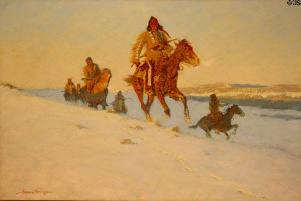 Snow Trail painting (1908) by Frederic Remington at Buffalo Bill Center of the West. Cody, WY.