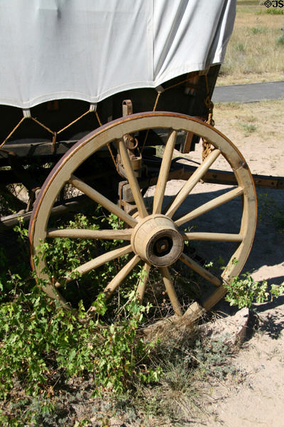 Wagon wheel detail at Scotts Bluff National Monument. WY.