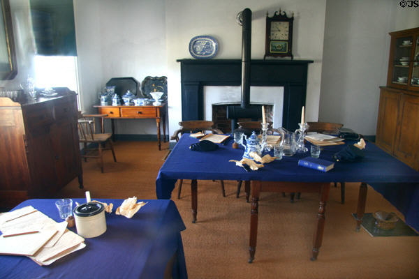 Dining area of Old Bedlam house at Fort Laramie National Historic Site. WY.