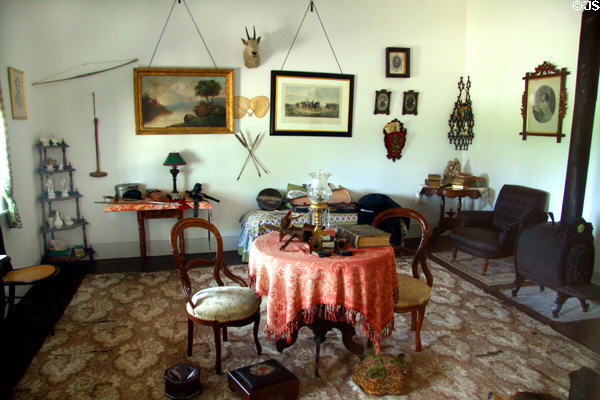 Victorian parlor of Captain's Quarters at Fort Laramie National Historic Site. WY.