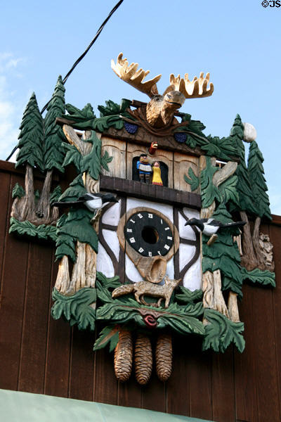 Giant cuckoo clock mockup at Saddle Rock Family Saloon. Jackson, WY.