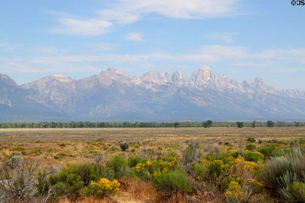 Teton Mountains from south entrance of Grand Teton National Park. WY.