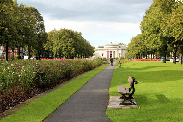 Port Sunlight park with Lady Lever Art Gallery. Liverpool, England.