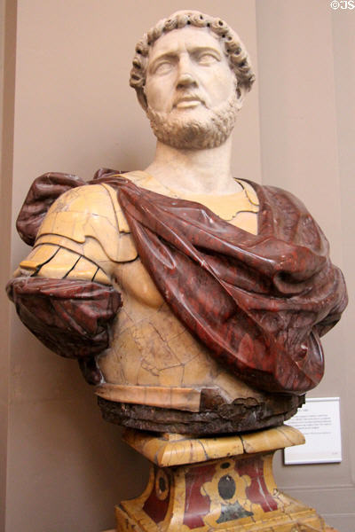 Roman emperor Hadrian (ruled 117-138 CE) portrait bust (c1650-60) at Lady Lever Art Gallery. Liverpool, England.