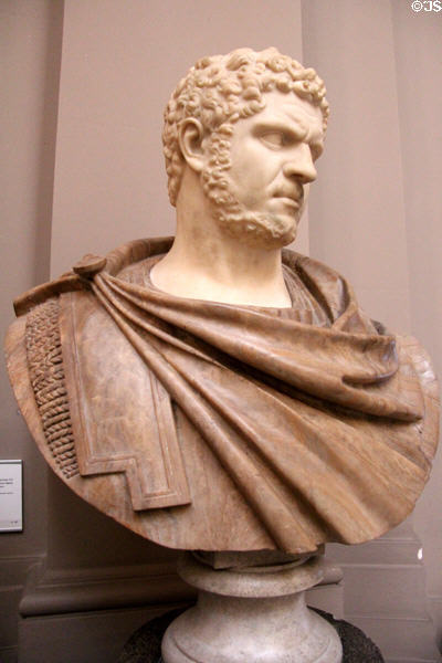 Roman Emperor Caracalla (ruled 211-217 CE) portrait bust (c18th C) at Lady Lever Art Gallery. Liverpool, England.