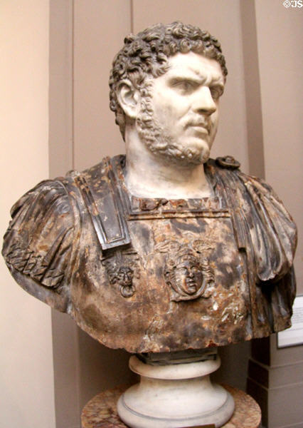 Roman Emperor Caracalla (ruled 211-217 CE) portrait bust (c1740-50) at Lady Lever Art Gallery. Liverpool, England.