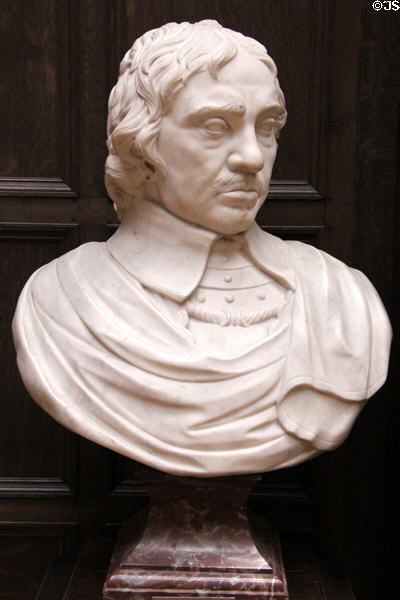 Oliver Cromwell (Lord Protector 1653-8) marble portrait bust (18th C) after John Michael Rysbrack at Lady Lever Art Gallery. Liverpool, England.