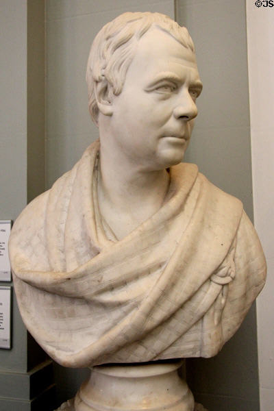 Sir Walter Scott (Scottish poet) marble portrait bust (early 19th C) copy after Francis Legatt Chantrey at Lady Lever Art Gallery. Liverpool, England.