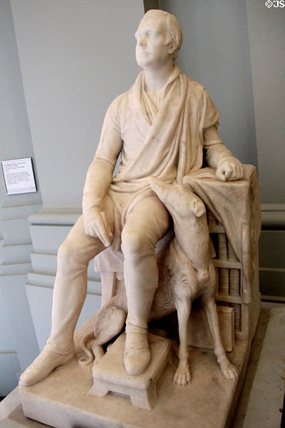 Sir Walter Scott (Scottish poet) marble sculpture (c1830-40s) prob. Francis William Scoular at Lady Lever Art Gallery. Liverpool, England.