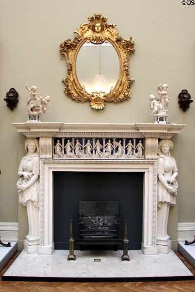 English chimney piece (1720-39) & cast iron stove grate (1760-70) at Lady Lever Art Gallery. Liverpool, England.