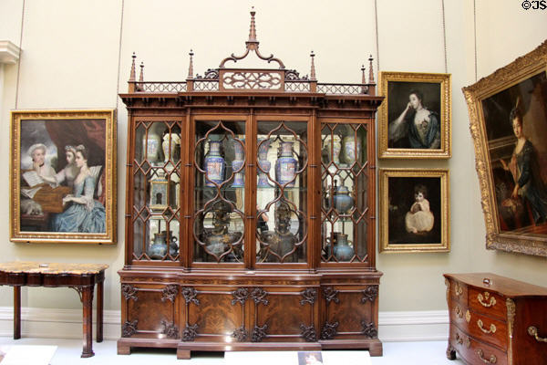 English bookcase (c1830) after 1754 published design by Thomas Chippendale at Lady Lever Art Gallery. Liverpool, England.