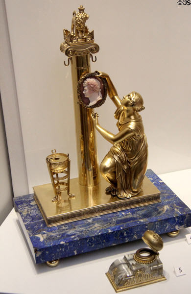 Silver gilt & lapis lazuli ink stand (between 1796-1816) by Philip Rundell of London at Lady Lever Art Gallery. Liverpool, England.