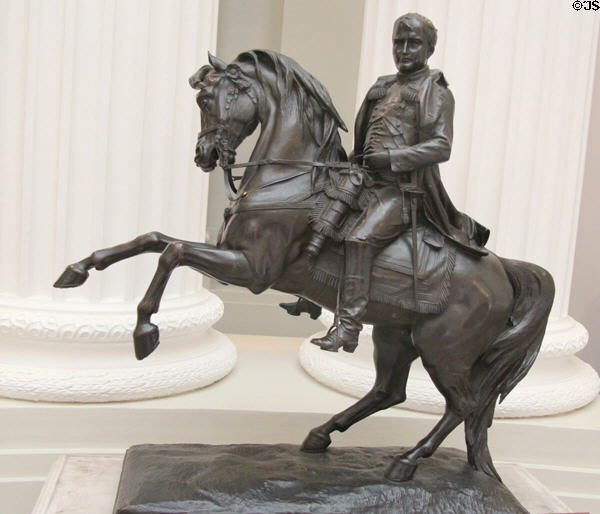 Napoleon I bronze equestrian statuette (c1877) by Vital Gabriel Dubray at Lady Lever Art Gallery. Liverpool, England.