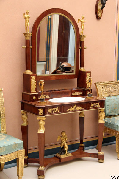 Mahogany washstand & mirror with ormolu mounts (c1850-70) from France at Lady Lever Art Gallery. Liverpool, England.