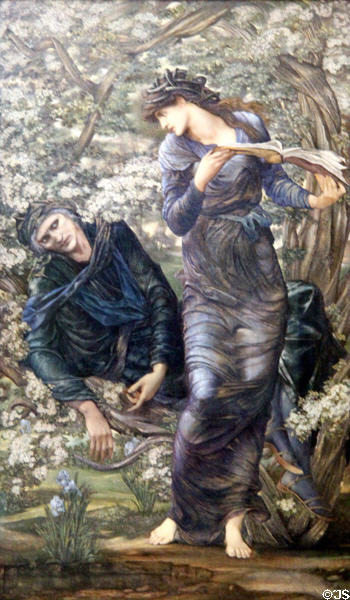 Beguiling of Merlin painting (1872-7) by Edward Burne-Jones at Lady Lever Art Gallery. Liverpool, England.