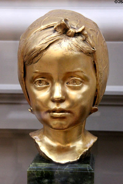 Maid so Young (Childhood) bronze sculpture head (1896-7) by William Goscombe John at Lady Lever Art Gallery. Liverpool, England.