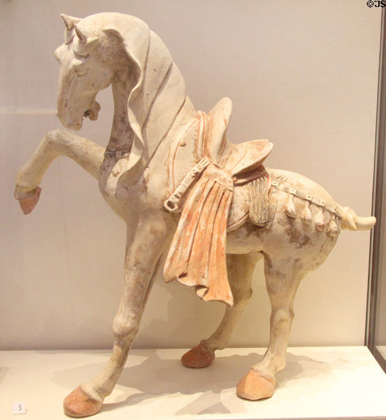 Painted terracotta horse (Tang dynasty 618-906) from China at Lady Lever Art Gallery. Liverpool, England.