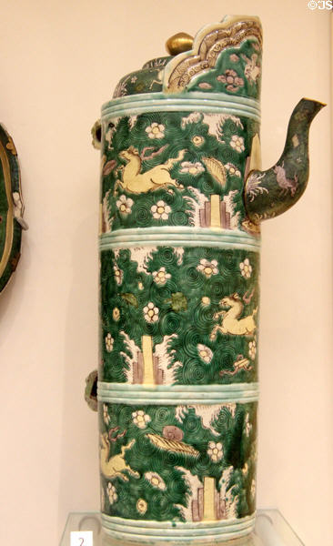 Enameled porcelain syrup ewer (Qing dynasty 17th C) from China at Lady Lever Art Gallery. Liverpool, England.