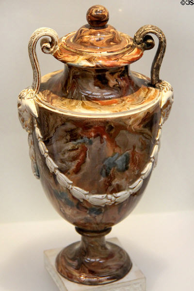 Wedgwood variegated ware vase using mixed colored clays (1769-80) at Lady Lever Art Gallery. Liverpool, England.