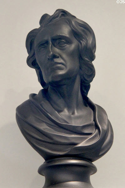 Wedgwood black basalt bust (1770-80) of John Locke at Lady Lever Art Gallery. Liverpool, England.