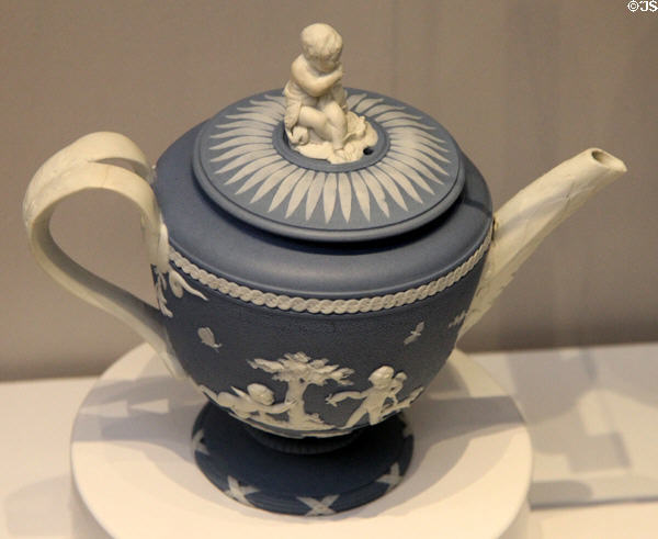 Wedgwood blue jasper teapot (1786-1800) at Lady Lever Art Gallery. Liverpool, England.