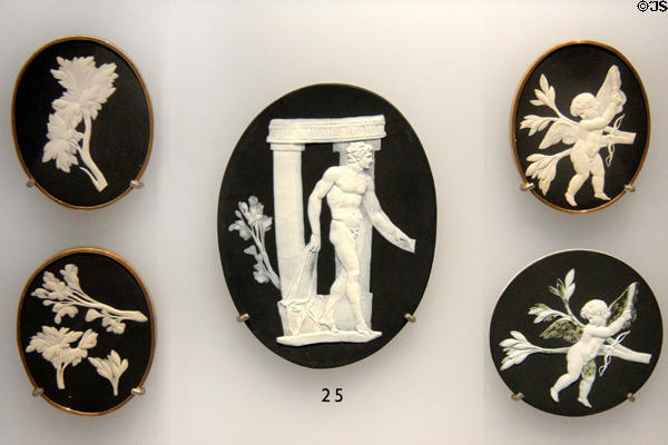 Wedgwood black jasperware Portland vase elements (c1790) created as practice for production at Lady Lever Art Gallery. Liverpool, England.