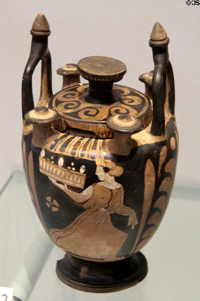 Earthenware wedding Lebes Gamikos vase (350-325 BCE) from Campania, Southern Italy at Lady Lever Art Gallery. Liverpool, England.
