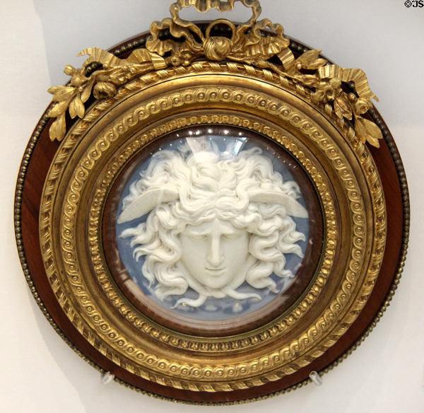 Wedgwood blue jasper head of Medusa (c1776) at Lady Lever Art Gallery. Liverpool, England.