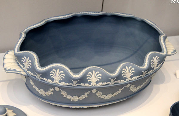 Wedgwood blue jasper wine glass rinser (1787-1800) at Lady Lever Art Gallery. Liverpool, England.