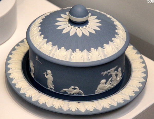 Wedgwood blue jasper butter dish (1780-1800) at Lady Lever Art Gallery. Liverpool, England.