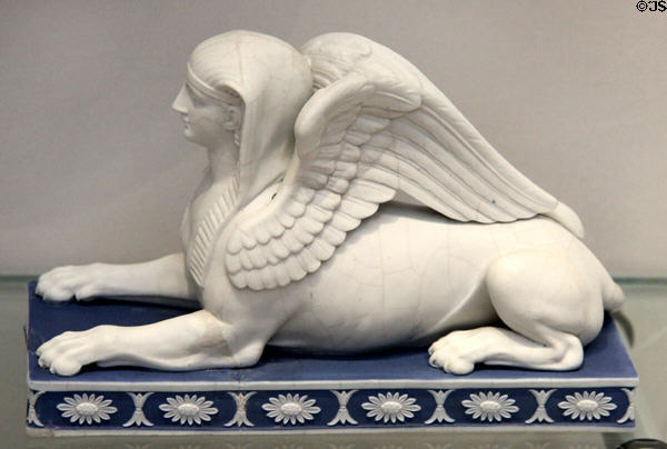 Wedgwood white & blue jasper neo-classical Sphinx (1782-1800) at Lady Lever Art Gallery. Liverpool, England.