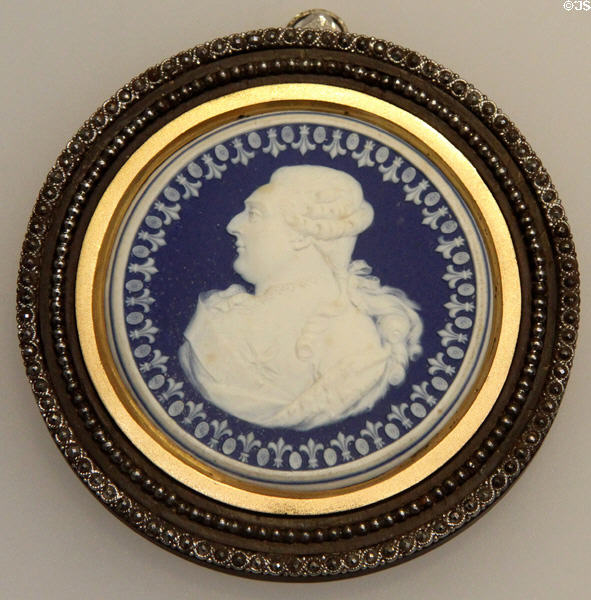 Louis XVI portrait medallion of Wedgwood blue jasper (1785-95) at Lady Lever Art Gallery. Liverpool, England.