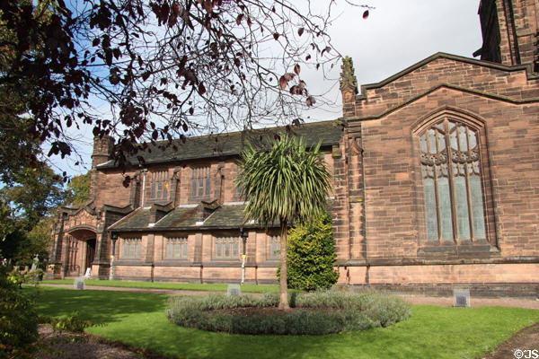 Gothic revival Christ Church (1904) at Port Sunlight. Liverpool, England.