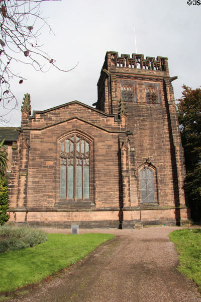 Gothic revival Christ Church (1904) at Port Sunlight. Liverpool, England.