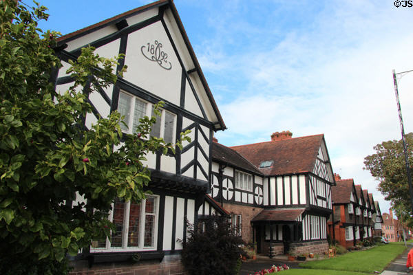 Half-timbered row (1892) at Port Sunlight. Liverpool, England.