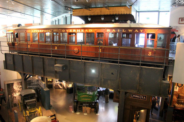 Liverpool Overhead Railway car (1892) by Marshall Brown & Co at Museum of Liverpool. Liverpool, England.